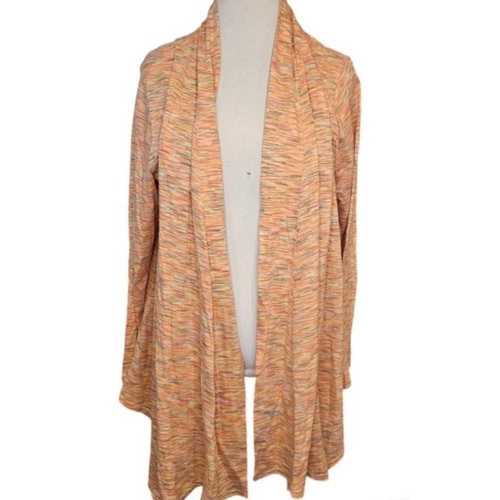 J. Jill Marled Striped Waterfall Open Tunic Cardigan
